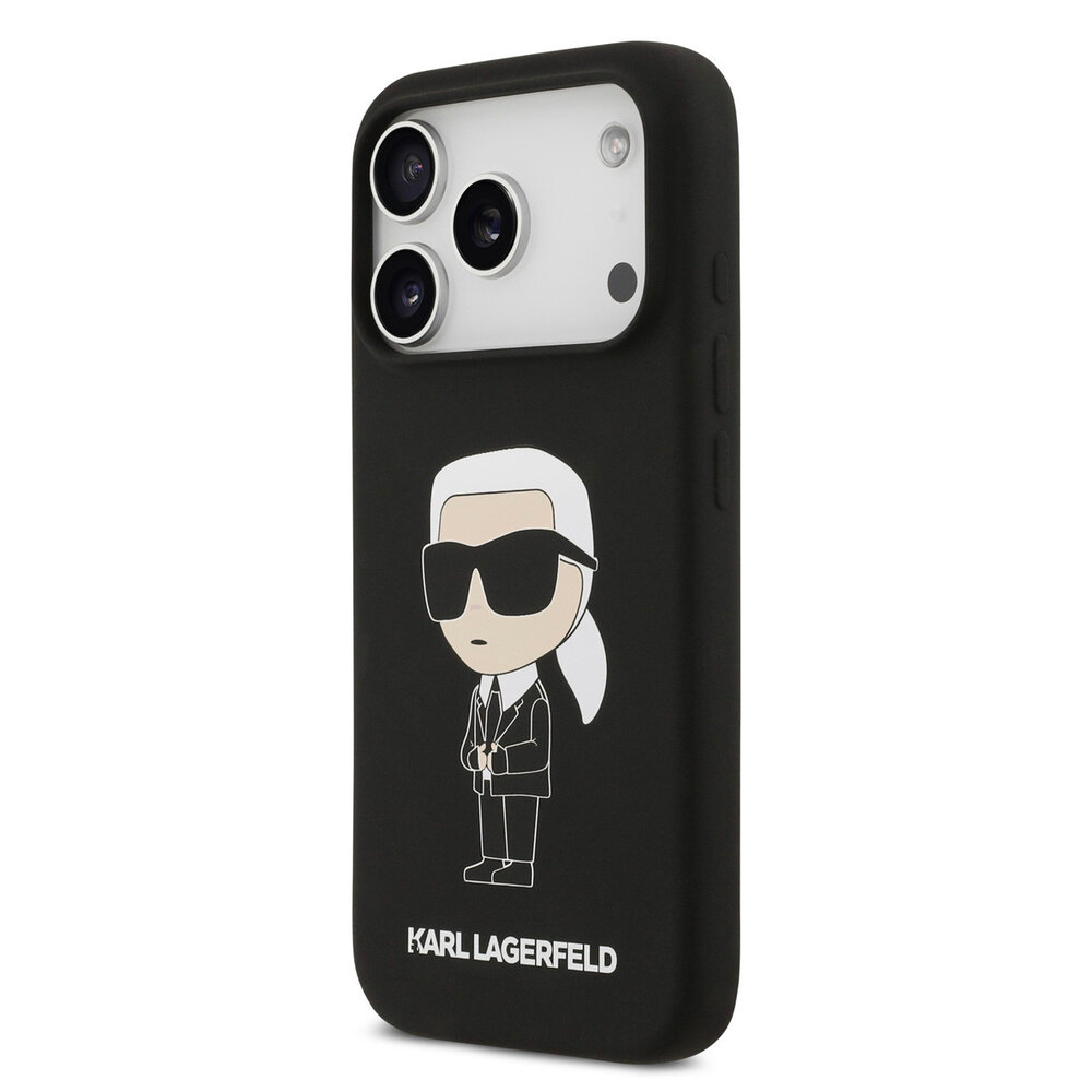 Karl Lagerfeld Karl Lagerfeld iPhone 17 Pro Backcover hoesje - Liquid Silicone - Ikonik NFT Logo - Zwart