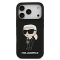 Karl Lagerfeld Karl Lagerfeld iPhone 17 Pro/iPhone 18 Pro Coque arrière Silicone liquide Logo Ikonik NFT - Noir