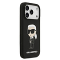 Karl Lagerfeld Karl Lagerfeld iPhone 17 Pro/iPhone 18 Pro Coque arrière Silicone liquide Logo Ikonik NFT - Noir
