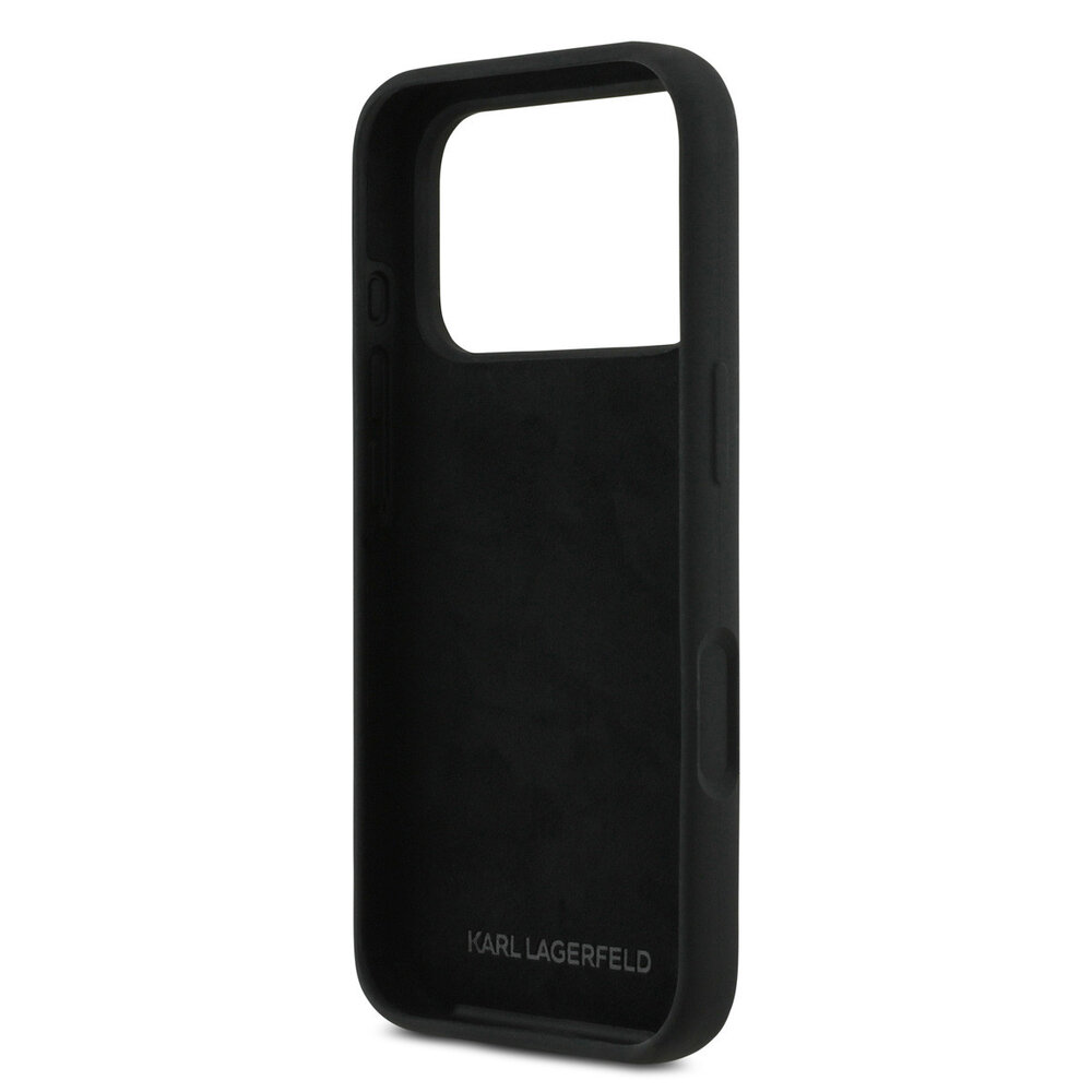 Karl Lagerfeld Karl Lagerfeld iPhone 17 Pro Backcover hoesje - Liquid Silicone - Ikonik NFT Logo - Zwart