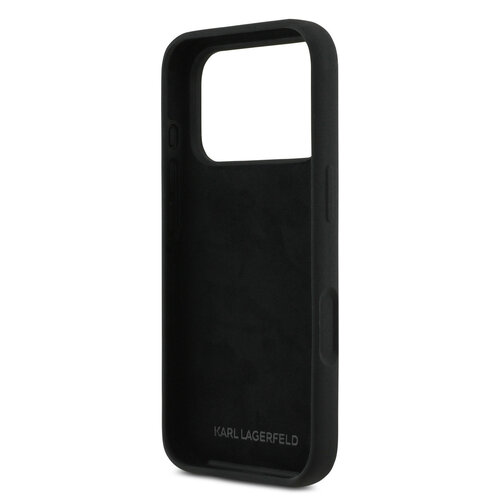 Karl Lagerfeld Karl Lagerfeld iPhone 17 Pro/iPhone 18 Pro Coque arrière Silicone liquide Logo Ikonik NFT - Noir
