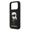 Karl Lagerfeld Karl Lagerfeld iPhone 17 Pro/iPhone 18 Pro Coque arrière Silicone liquide Logo Ikonik NFT - Noir