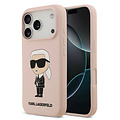 Karl Lagerfeld Karl Lagerfeld iPhone 17 Pro/iPhone 18 Pro Coque arrière Silicone liquide Logo Ikonik NFT - Rose