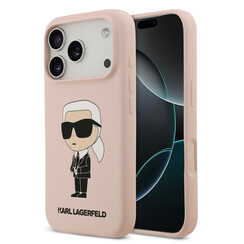 Karl Lagerfeld iPhone 17 Pro Backcover hoesje - Liquid Silicone - Ikonik NFT Logo - Roze