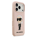 Karl Lagerfeld Karl Lagerfeld iPhone 17 Pro/iPhone 18 Pro Coque arrière Silicone liquide Logo Ikonik NFT - Rose