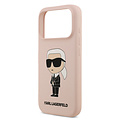 Karl Lagerfeld Karl Lagerfeld iPhone 17 Pro/iPhone 18 Pro Coque arrière Silicone liquide Logo Ikonik NFT - Rose