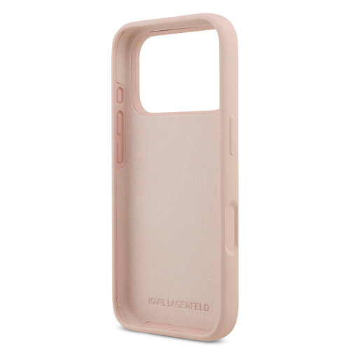 Karl Lagerfeld Karl Lagerfeld iPhone 17 Pro/iPhone 18 Pro Coque arrière Silicone liquide Logo Ikonik NFT - Rose