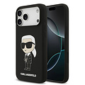 Karl Lagerfeld Karl Lagerfeld iPhone 17 Pro Max/iPhone 18 Pro Max Coque arrière Silicone liquide Logo Ikonik NFT - Noir