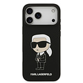 Karl Lagerfeld Karl Lagerfeld iPhone 17 Pro Max/iPhone 18 Pro Max Coque arrière Silicone liquide Logo Ikonik NFT - Noir