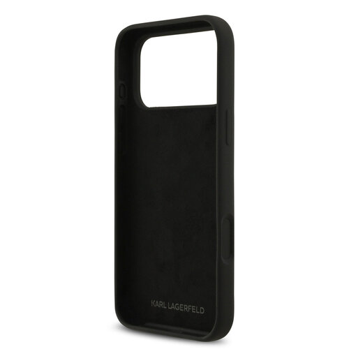 Karl Lagerfeld Karl Lagerfeld iPhone 17 Pro Max/iPhone 18 Pro Max Coque arrière Silicone liquide Logo Ikonik NFT - Noir