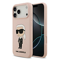 Karl Lagerfeld Karl Lagerfeld iPhone 17 Pro Max/iPhone 18 Pro Max Coque arrière Silicone liquide Logo Ikonik NFT - Rose