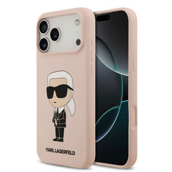 Karl Lagerfeld iPhone 17 Pro Max Backcover hoesje - Liquid Silicone - Ikonik NFT Logo - Roze