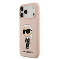 Karl Lagerfeld Karl Lagerfeld iPhone 17 Pro Max/iPhone 18 Pro Max Coque arrière Silicone liquide Logo Ikonik NFT - Rose