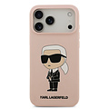 Karl Lagerfeld Karl Lagerfeld iPhone 17 Pro Max/iPhone 18 Pro Max Coque arrière Silicone liquide Logo Ikonik NFT - Rose