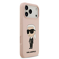 Karl Lagerfeld Karl Lagerfeld iPhone 17 Pro Max/iPhone 18 Pro Max Coque arrière Silicone liquide Logo Ikonik NFT - Rose