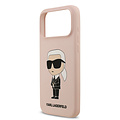 Karl Lagerfeld Karl Lagerfeld iPhone 17 Pro Max/iPhone 18 Pro Max Coque arrière Silicone liquide Logo Ikonik NFT - Rose