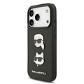 Karl Lagerfeld Karl Lagerfeld iPhone 17 Pro/iPhone 18 Pro Coque arrière Cuir Saffiano Pins représentant les têtes de Karl & Choupette - Noir