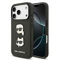 Karl Lagerfeld Karl Lagerfeld iPhone 17 Pro/iPhone 18 Pro Coque arrière Cuir Saffiano Pins représentant les têtes de Karl & Choupette - Noir