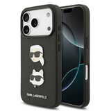 Karl Lagerfeld Karl Lagerfeld iPhone 17 Pro Back-Cover hul - Saffiano Leather - K&C Head Pins - Schwarz