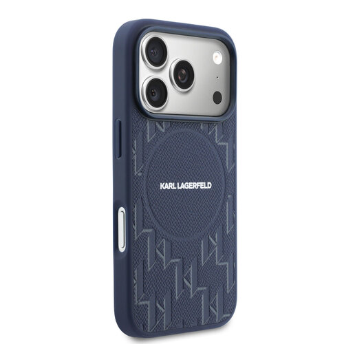 Karl Lagerfeld Karl Lagerfeld iPhone 17 Pro/iPhone 18 Pro Coque arrière MagSafe Monogramme KL - Bleu marine