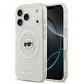 Karl Lagerfeld Karl Lagerfeld iPhone 17 Pro/iPhone 18 Pro Coque arrière MagSafe IML Paillettes motif KL répété et tête de Karl - Transparent