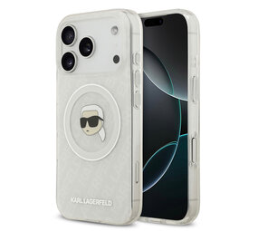 Karl Lagerfeld Karl Lagerfeld iPhone 17 Pro Backcover hoesje - MagSafe IML - Glitter & KL Repeated Case With Karl Head - Transparant Karl Lagerfeld Karl Lagerfeld iPhone 17 Pro Backcover hoesje - MagSafe IML - Glitter & KL Repeated Case With Karl Head - Transparant