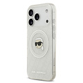 Karl Lagerfeld Karl Lagerfeld iPhone 17 Pro/iPhone 18 Pro Coque arrière MagSafe IML Paillettes motif KL répété et tête de Karl - Transparent