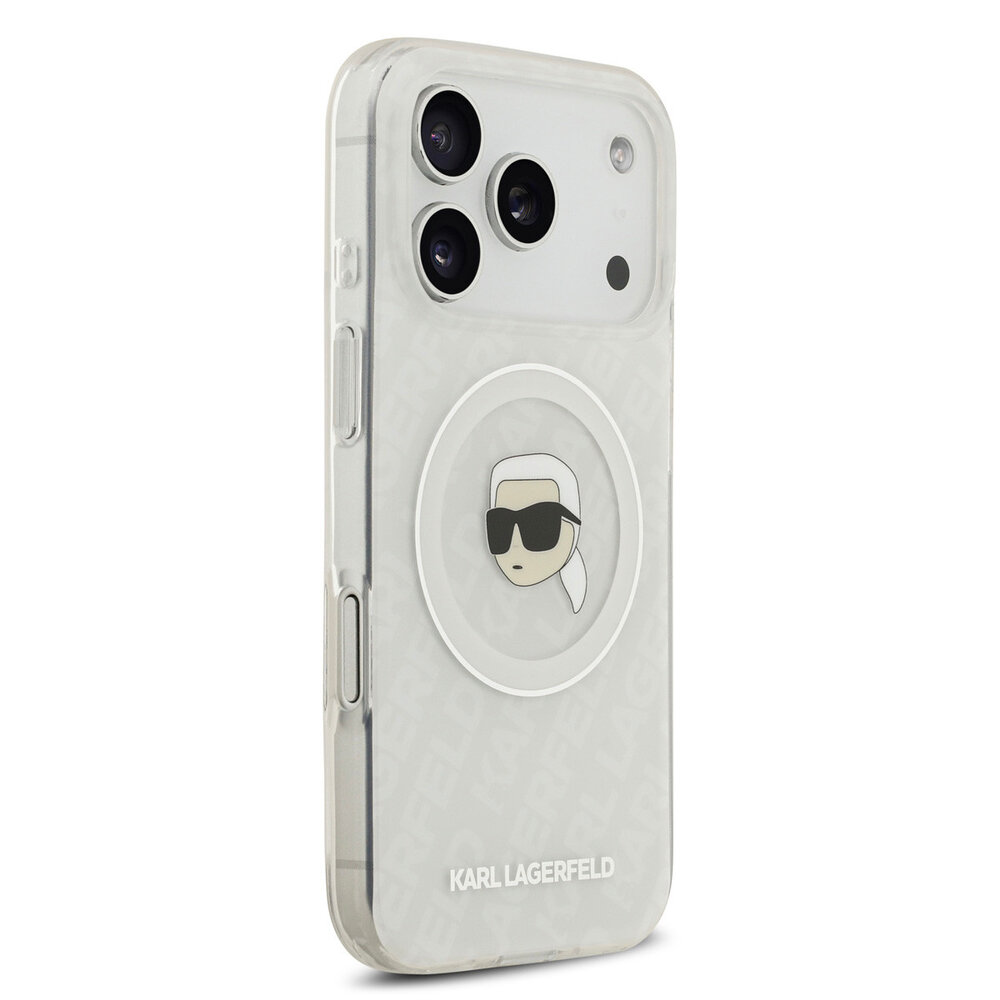 Karl Lagerfeld Karl Lagerfeld iPhone 17 Pro Back-Cover hul - MagSafe IML - Glitter & KL Repeated Case With Karl Head - Transparent Karl Lagerfeld Karl Lagerfeld iPhone 17 Pro Back-Cover hul - MagSafe IML - Glitter & KL Repeated Case With Karl Head - Transparent
