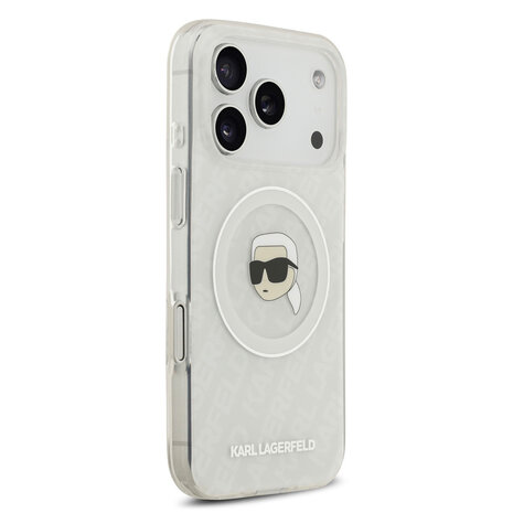 Karl Lagerfeld Karl Lagerfeld iPhone 17 Pro Back-Cover hul - MagSafe IML - Glitter & KL Repeated Case With Karl Head - Transparent Karl Lagerfeld Karl Lagerfeld iPhone 17 Pro Back-Cover hul - MagSafe IML - Glitter & KL Repeated Case With Karl Head - Transparent