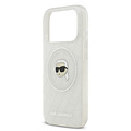 Karl Lagerfeld Karl Lagerfeld iPhone 17 Pro/iPhone 18 Pro Coque arrière MagSafe IML Paillettes motif KL répété et tête de Karl - Transparent