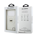 Karl Lagerfeld Karl Lagerfeld iPhone 17 Pro/iPhone 18 Pro Coque arrière MagSafe IML Paillettes motif KL répété et tête de Karl - Transparent