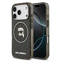 Karl Lagerfeld Karl Lagerfeld iPhone 17 Pro/iPhone 18 Pro Coque arrière MagSafe IML Motif KL répété et tête de Karl - Noir