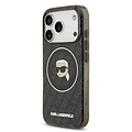 Karl Lagerfeld Karl Lagerfeld iPhone 17 Pro/iPhone 18 Pro Coque arrière MagSafe IML Motif KL répété et tête de Karl - Noir