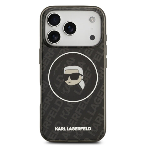 Karl Lagerfeld Karl Lagerfeld iPhone 17 Pro Back-Cover hul - MagSafe IML - Glitter & KL Repeated Case With Karl Head - Schwarz Karl Lagerfeld Karl Lagerfeld iPhone 17 Pro Back-Cover hul - MagSafe IML - Glitter & KL Repeated Case With Karl Head - Schwarz