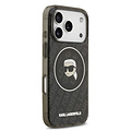 Karl Lagerfeld Karl Lagerfeld iPhone 17 Pro/iPhone 18 Pro Coque arrière MagSafe IML Motif KL répété et tête de Karl - Noir