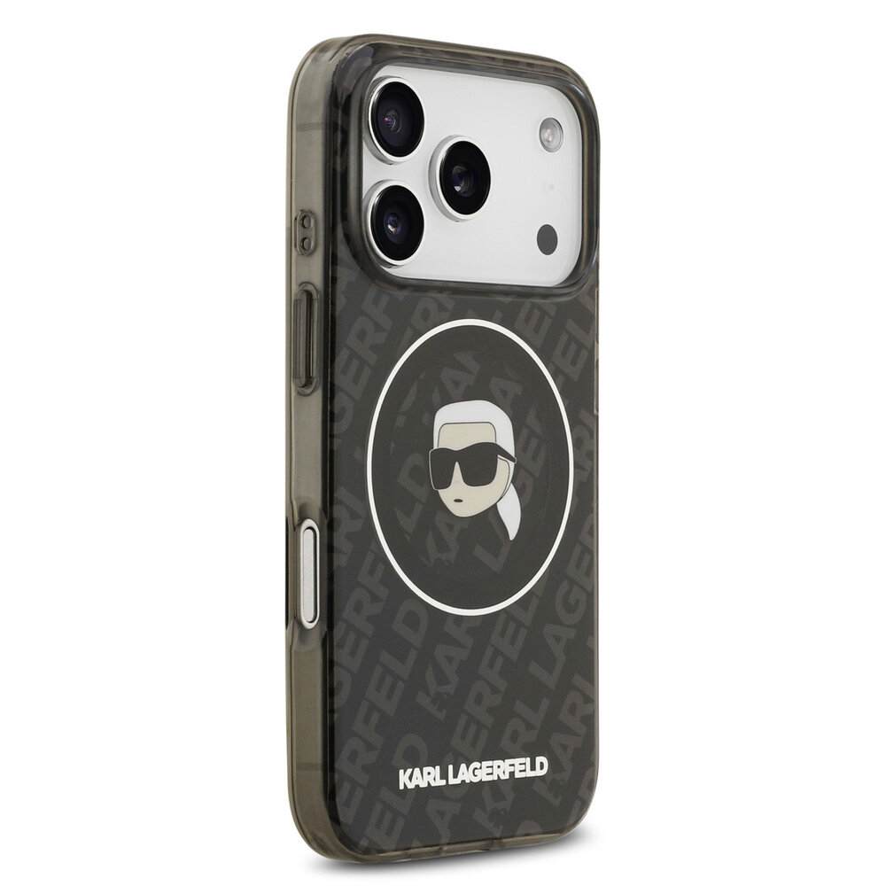 Karl Lagerfeld Karl Lagerfeld iPhone 17 Pro Back-Cover hul - MagSafe IML - Glitter & KL Repeated Case With Karl Head - Schwarz Karl Lagerfeld Karl Lagerfeld iPhone 17 Pro Back-Cover hul - MagSafe IML - Glitter & KL Repeated Case With Karl Head - Schwarz