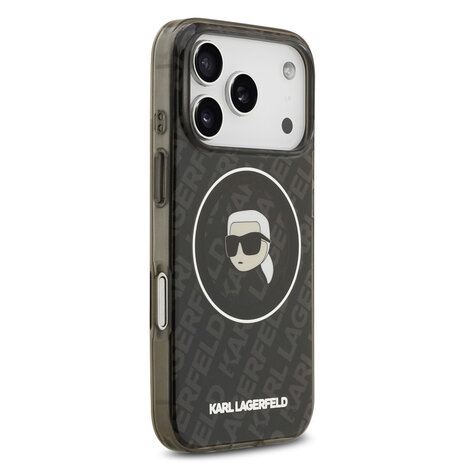 Karl Lagerfeld Karl Lagerfeld iPhone 17 Pro Backcover hoesje - MagSafe IML - Glitter & KL Repeated Case With Karl Head - Zwart Karl Lagerfeld Karl Lagerfeld iPhone 17 Pro Backcover hoesje - MagSafe IML - Glitter & KL Repeated Case With Karl Head - Zwart