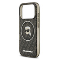 Karl Lagerfeld Karl Lagerfeld iPhone 17 Pro/iPhone 18 Pro Coque arrière MagSafe IML Motif KL répété et tête de Karl - Noir