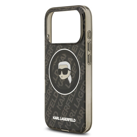 Karl Lagerfeld Karl Lagerfeld iPhone 17 Pro Back-Cover hul - MagSafe IML - Glitter & KL Repeated Case With Karl Head - Schwarz Karl Lagerfeld Karl Lagerfeld iPhone 17 Pro Back-Cover hul - MagSafe IML - Glitter & KL Repeated Case With Karl Head - Schwarz