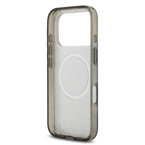 Karl Lagerfeld Karl Lagerfeld iPhone 17 Pro/iPhone 18 Pro Coque arrière MagSafe IML Motif KL répété et tête de Karl - Noir