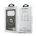 Karl Lagerfeld Karl Lagerfeld iPhone 17 Pro/iPhone 18 Pro Coque arrière MagSafe IML Motif KL répété et tête de Karl - Noir