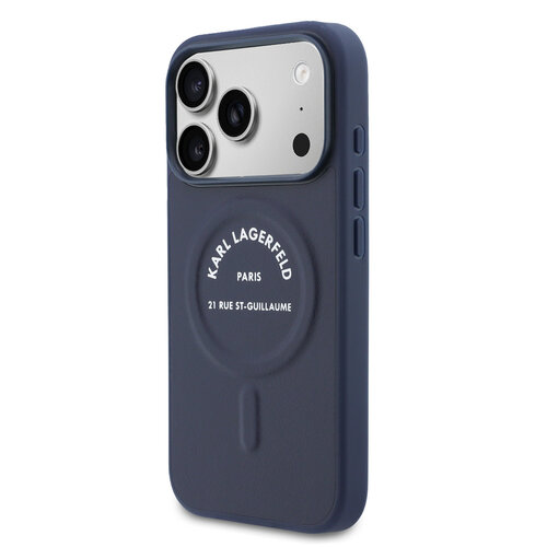 Karl Lagerfeld Karl Lagerfeld iPhone 17 Pro/iPhone 18 Pro Coque arrière MagSafe Logo Karl RSG - Bleu marine