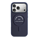 Karl Lagerfeld Karl Lagerfeld iPhone 17 Pro/iPhone 18 Pro Coque arrière MagSafe Logo Karl RSG - Bleu marine
