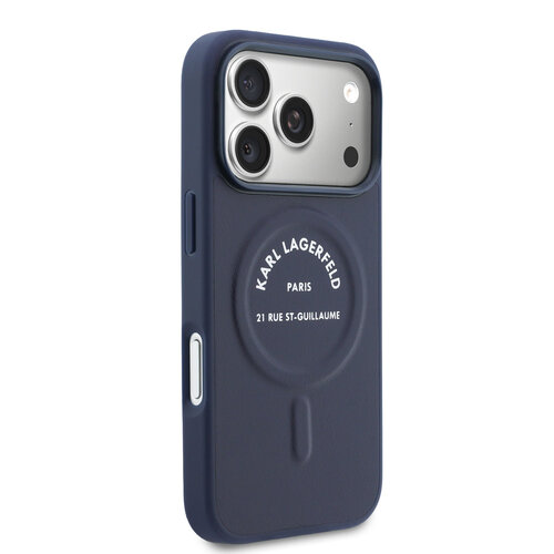 Karl Lagerfeld Karl Lagerfeld iPhone 17 Pro/iPhone 18 Pro Coque arrière MagSafe Logo Karl RSG - Bleu marine