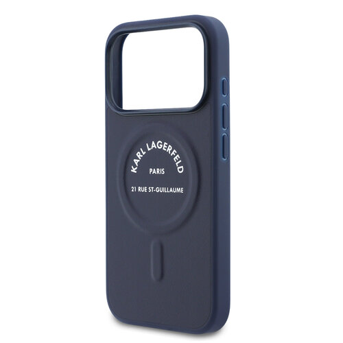 Karl Lagerfeld Karl Lagerfeld iPhone 17 Pro/iPhone 18 Pro Coque arrière MagSafe Logo Karl RSG - Bleu marine