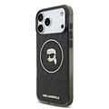 Karl Lagerfeld Karl Lagerfeld iPhone 17 Pro Max/iPhone 18 Pro Max Coque arrière MagSafe IML Paillettes motif KL répété et tête de Karl - Noir