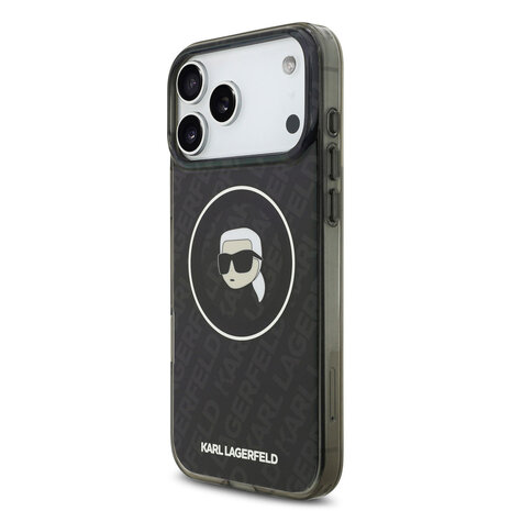 Karl Lagerfeld Karl Lagerfeld iPhone 17 Pro Max Back-Cover hul - MagSafe IML - Glitter & KL Repeated Case With Karl Head - Schwarz Karl Lagerfeld Karl Lagerfeld iPhone 17 Pro Max Back-Cover hul - MagSafe IML - Glitter & KL Repeated Case With Karl Head - Schwarz