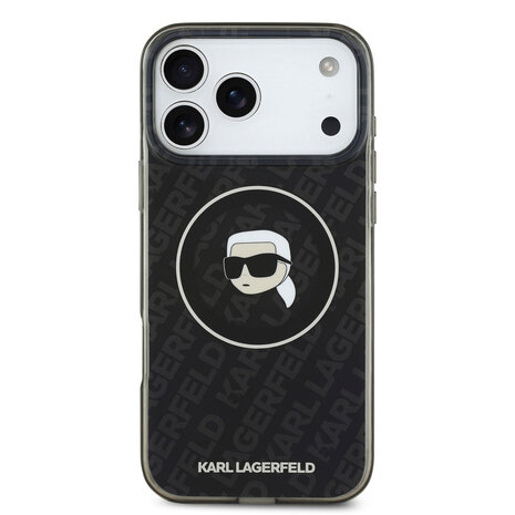 Karl Lagerfeld Karl Lagerfeld iPhone 17 Pro Max Back-Cover hul - MagSafe IML - Glitter & KL Repeated Case With Karl Head - Schwarz Karl Lagerfeld Karl Lagerfeld iPhone 17 Pro Max Back-Cover hul - MagSafe IML - Glitter & KL Repeated Case With Karl Head - Schwarz