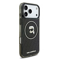 Karl Lagerfeld Karl Lagerfeld iPhone 17 Pro Max/iPhone 18 Pro Max Coque arrière MagSafe IML Paillettes motif KL répété et tête de Karl - Noir