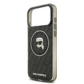 Karl Lagerfeld Karl Lagerfeld iPhone 17 Pro Max/iPhone 18 Pro Max Coque arrière MagSafe IML Paillettes motif KL répété et tête de Karl - Noir